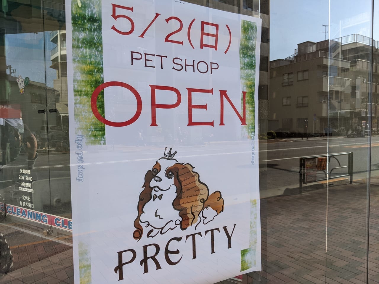 江東区清澄白河にオープンしたペットショップPRETTYのOPENチラシ