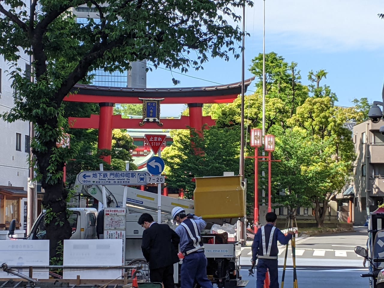 門前仲町にオープンした「Piccola Porta（ピッコラポルタ）」から見た富岡八幡宮