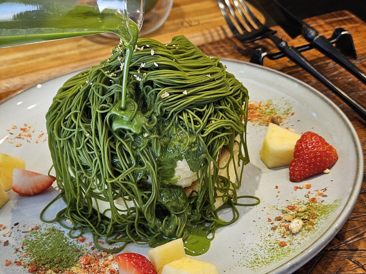2段にリニューアルした抹茶パンケーキ