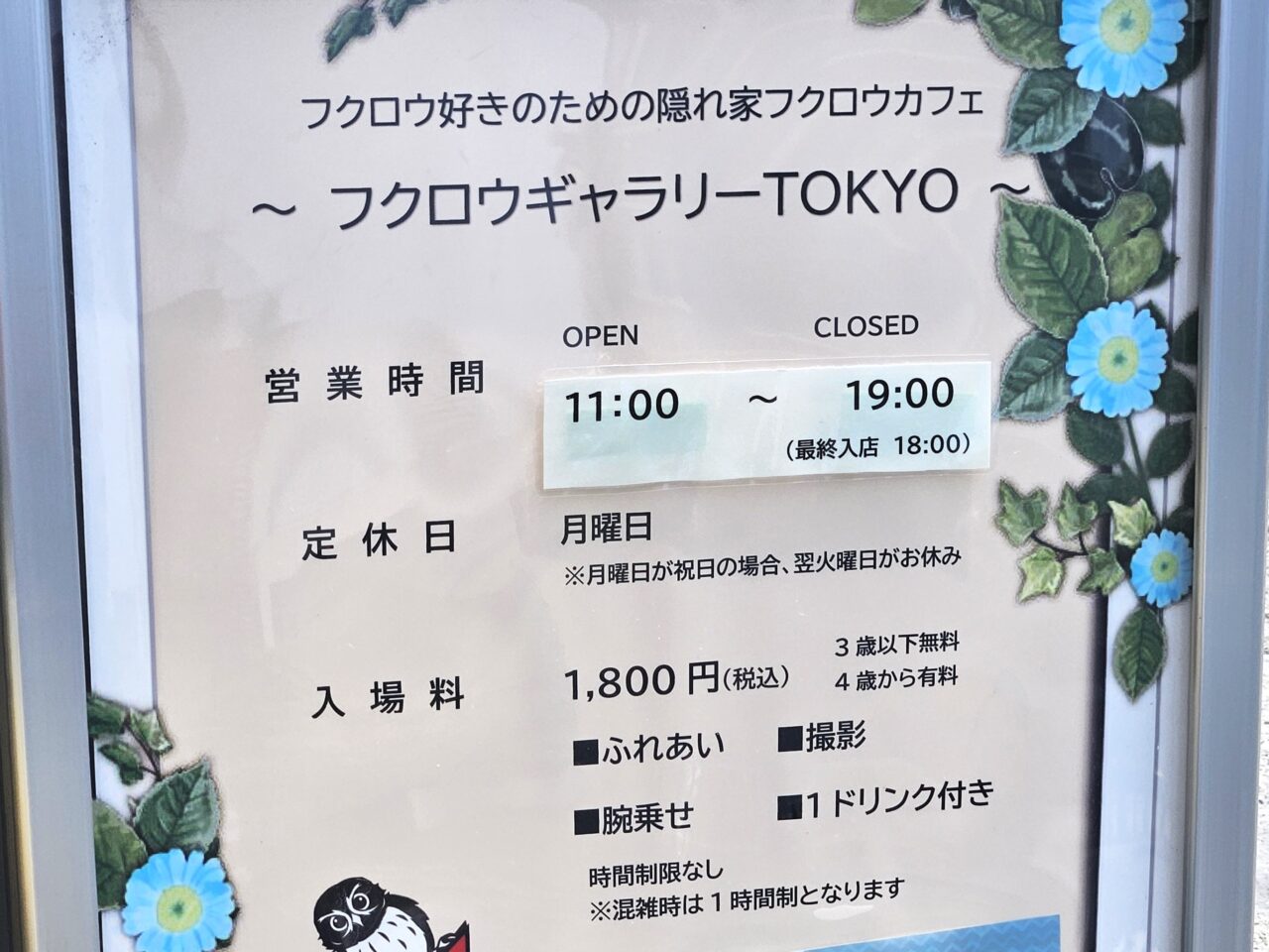 フクロウカフェ「フクロウギャラリー TOKYO」