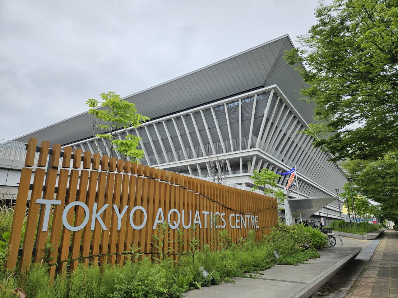 東京アクアティクスセンターでこいのぼり掲揚